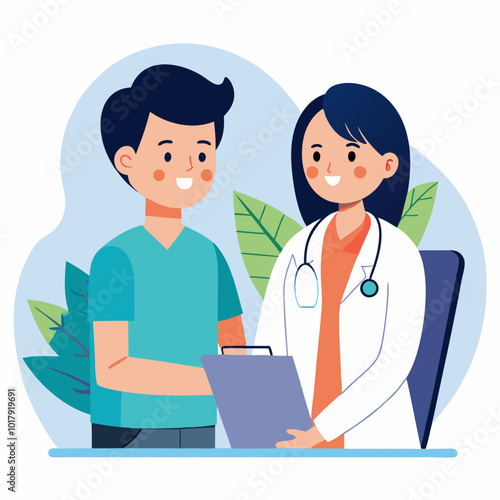 doctor and patient in consultation vector