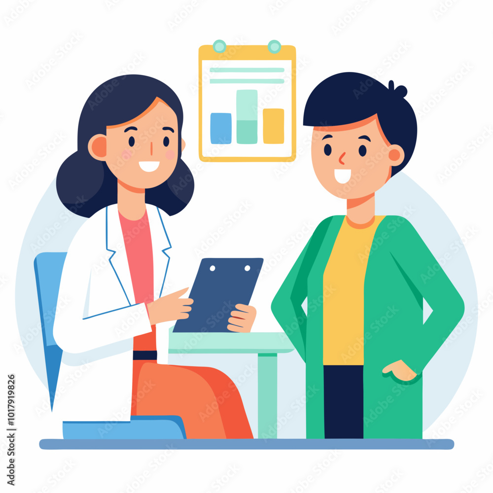 doctor and patient in consultation vector doctor and patient in consultation vector