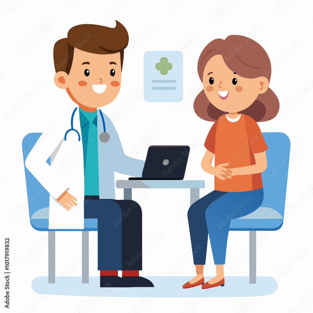 doctor and patient in consultation vector doctor and patient in consultation vector
