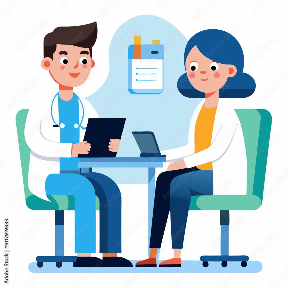 doctor and patient in consultation vector doctor and patient in consultation vector