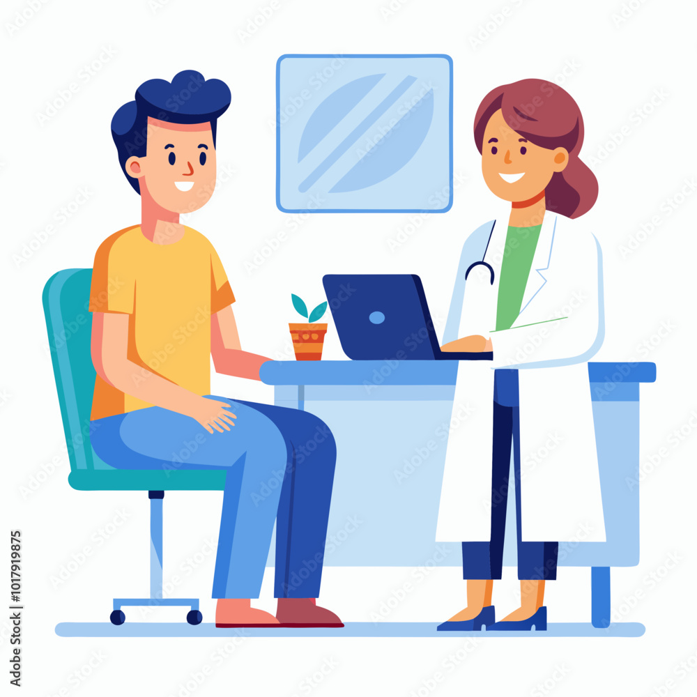 doctor and patient in consultation vector doctor and patient in consultation vector