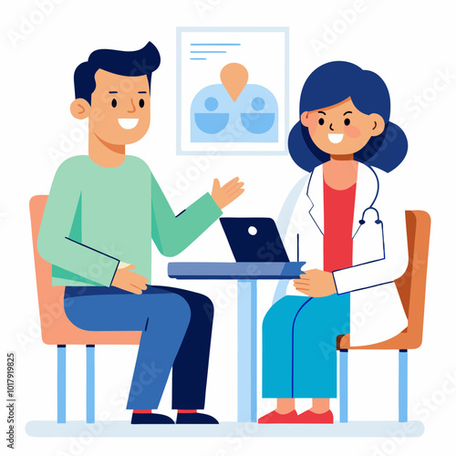doctor and patient in consultation vector