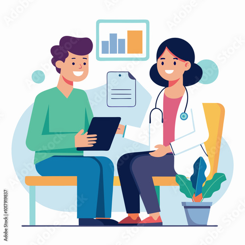 doctor and patient in consultation vector