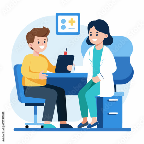 doctor and patient in consultation vector