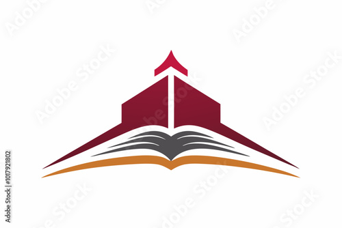 Christen roof with book logo creative vector design on a white background