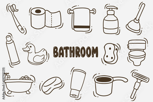 set of doodles bathroom good for background, wallpaper, icons, element design, etc