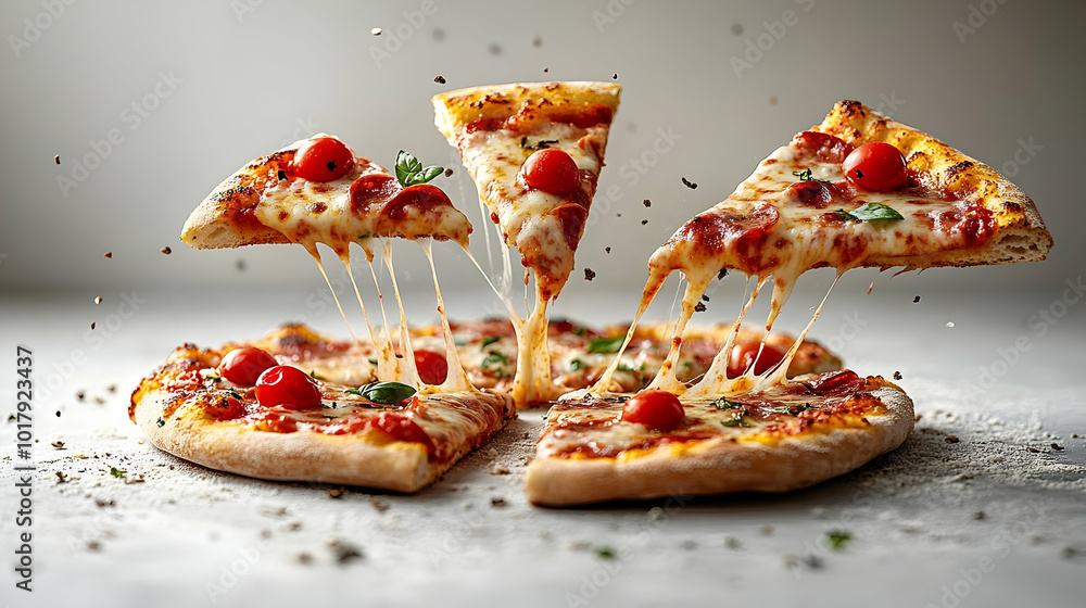 A delicious pizza with melted cheese and fresh toppings. A delicious pizza with melted cheese and fresh toppings.