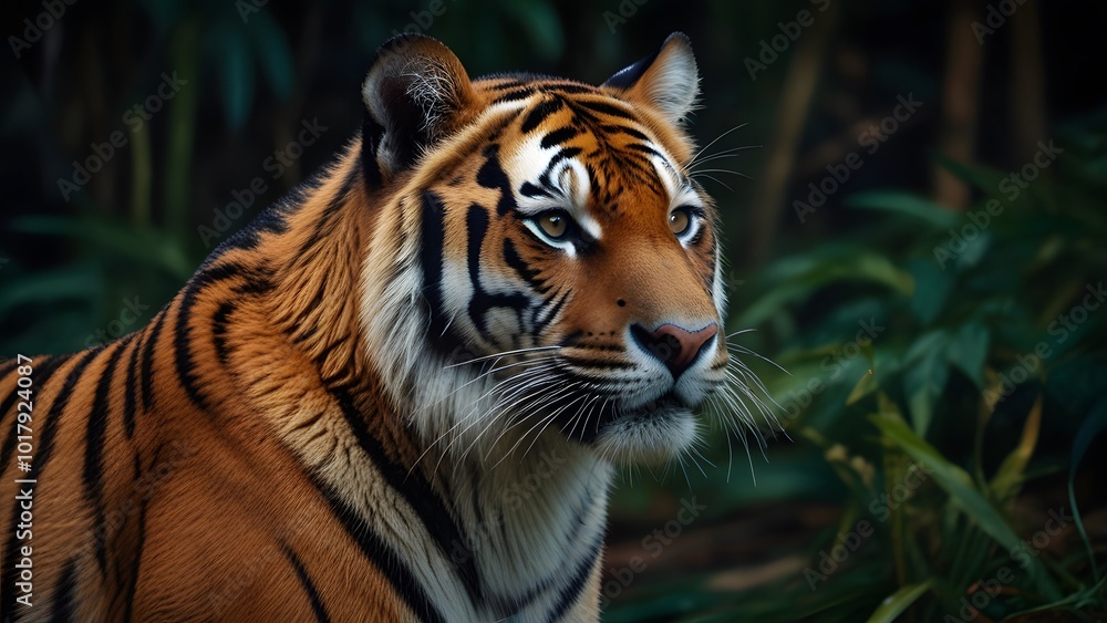 Obraz premium Wild Bengal Tiger Walking in the Forest