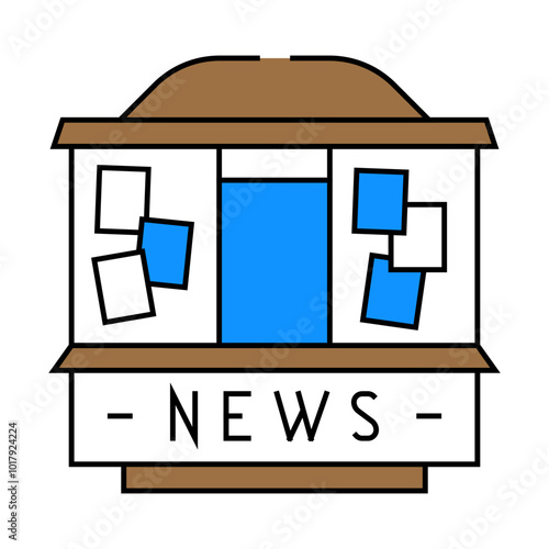 newsstand news media line icon vector. newsstand news media sign. isolated symbol illustration