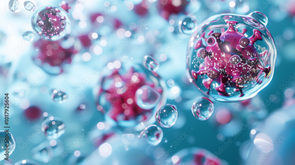 Virus disease background with virus cells macro Virus disease background with virus cells macro