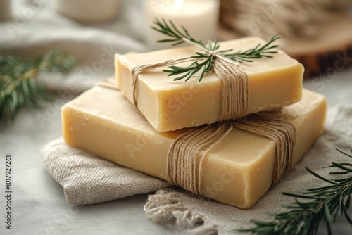 eco-friendly organic soap bars in rustic paper packaging make the perfect sustainable gift idea for loved ones photo