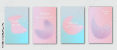  Liquid gradient background vector. Cute minimal style posters with colorful geometric shapes, modern social media wallpaper design, idol poster, banner, flyer.