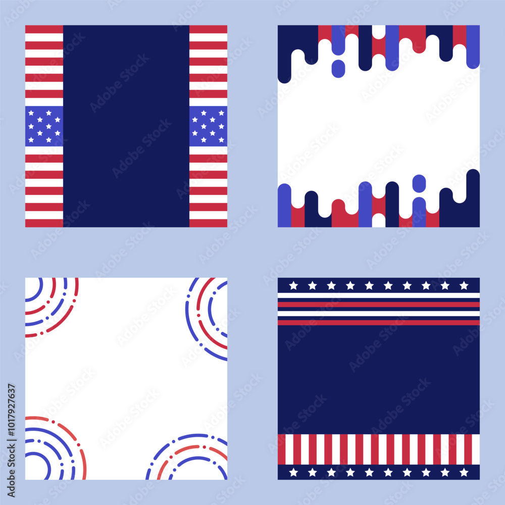 Naklejka premium Patriotic Election 2024 Frame Set, Stars & Stripes Edition