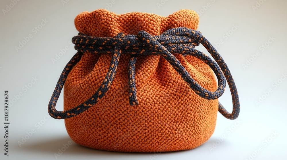 Orange Knitted Bag with Black Cord Orange Knitted Bag with Black Cord