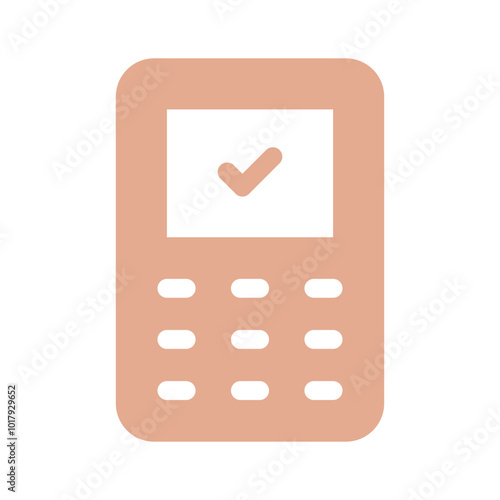 A calculator with a checkmark for confirmed calculations or transactions