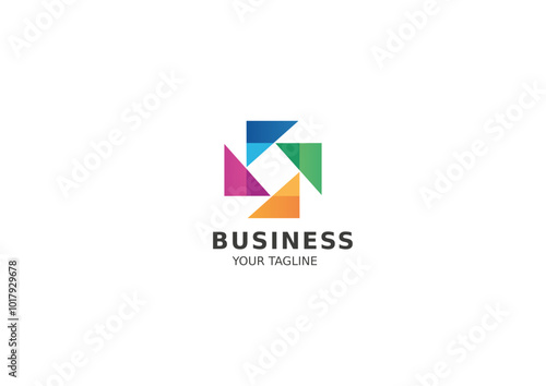 Business logo, modern, minimalistic, abstract shapes, vibrant colors