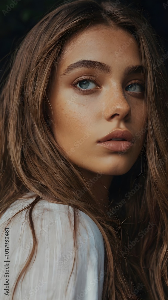 Sunset Glow on a Young Woman's Face