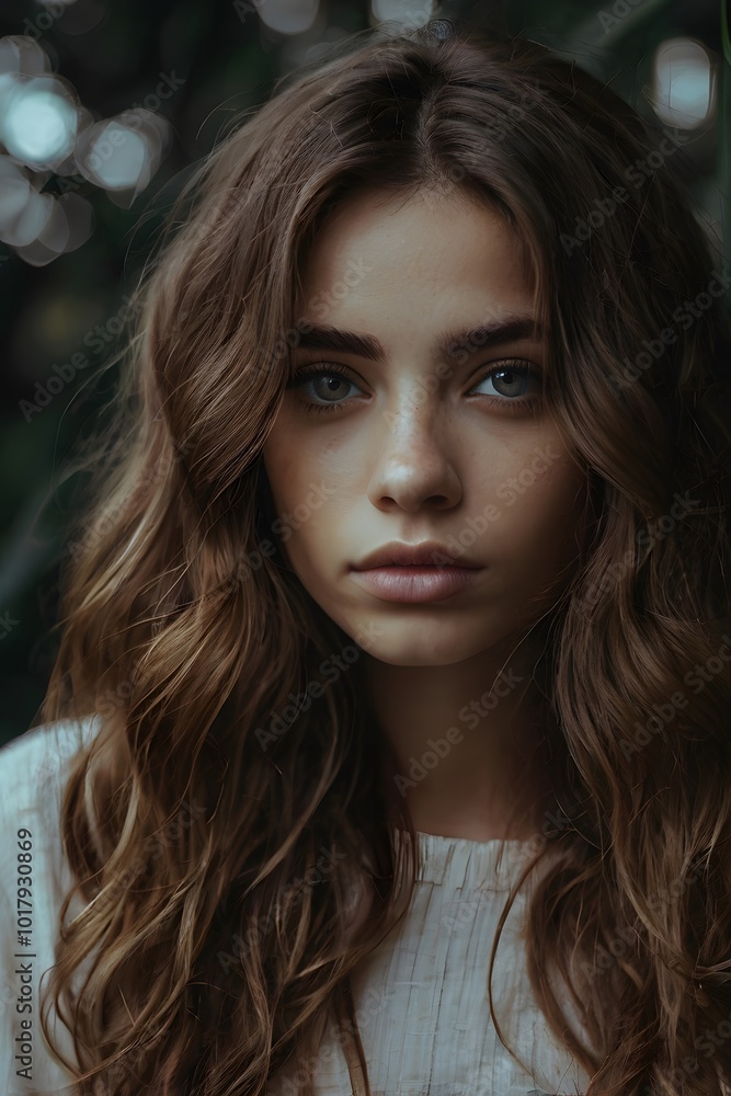 Graceful Young Woman with Soft Wavy Hair Graceful Young Woman with Soft Wavy Hair