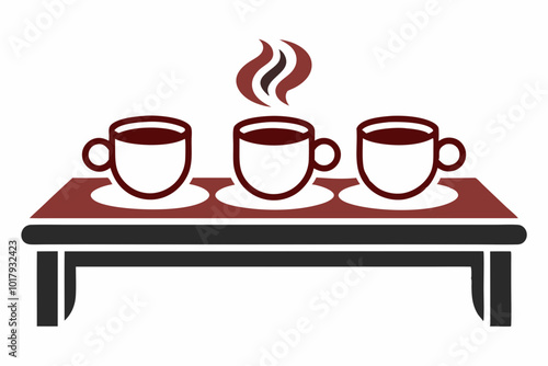 Cup and coffee on the table on white background latest design dynamic outline art vector