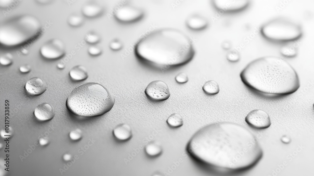 Water Drops On Grey Surface Macro Photography Closeup Water Drops On Grey Surface Macro Photography Closeup