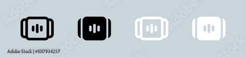 Episode icon set in black and white. Series signs vector illustration.