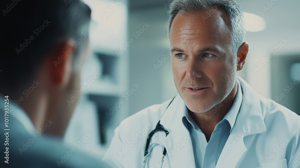 Doctor discussing medical treatment with a patient in a hospital Doctor discussing medical treatment with a patient in a hospital