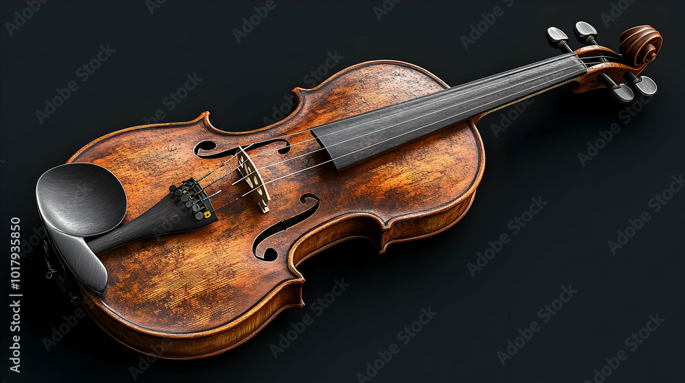 Fototapeta premium Vintage Violin on Black Background.