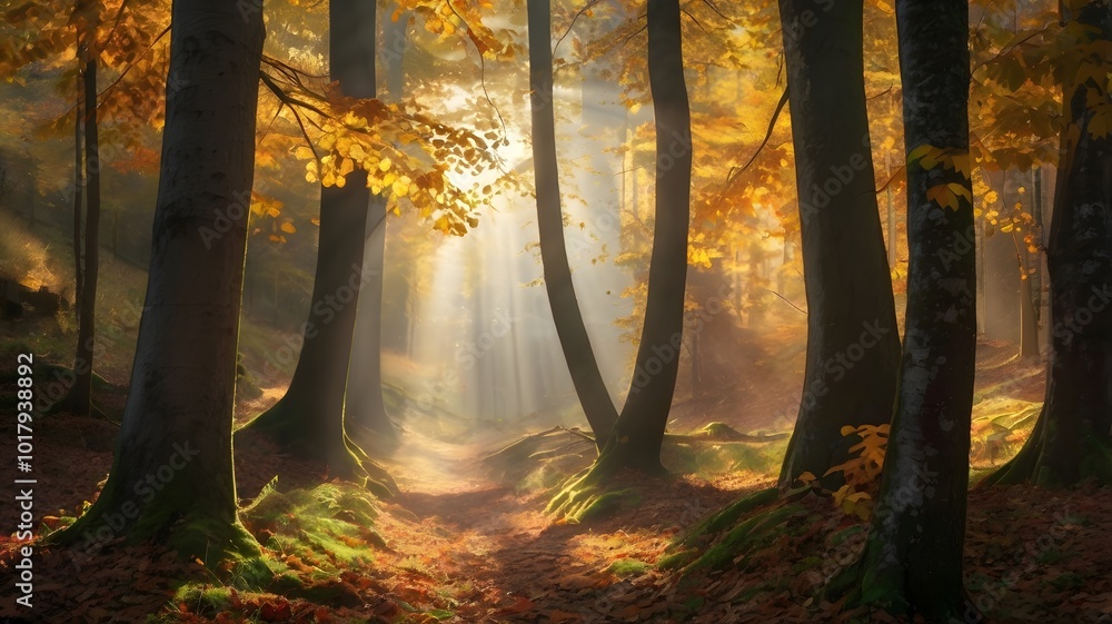 Fototapeta premium Golden Autumn Nature Path