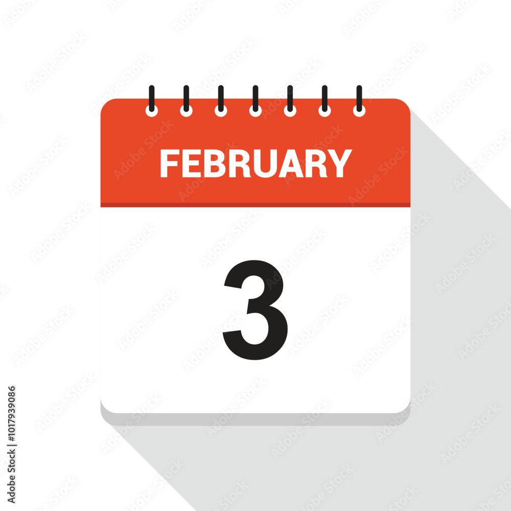 Fototapeta premium February 3 Calendar Date Icon