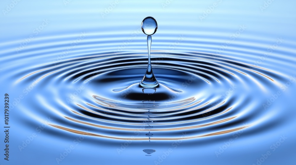 Water Drop Ripples Abstract Blue Background Water Drop Ripples Abstract Blue Background