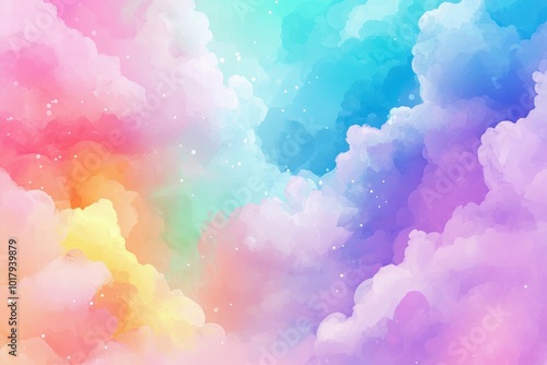 Multicolored clouds blend seamlessly, creating a dreamy pastel background perfect for design projects.