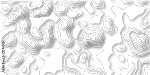 paper cut 3d render topography abstract, beautiful white Background. geometric map relief texture with curved layers and shadow. Realistic papercut decoration textured with wavy vector design.