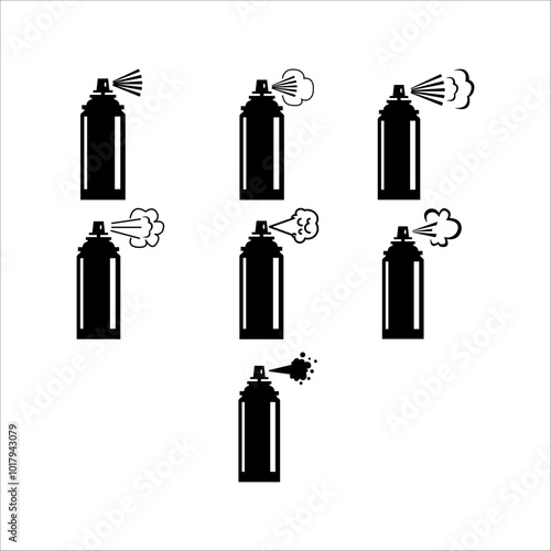 collection of spray can line icons. Aerosol, paint, graffiti, spray paint, tubes, chemicals, art, urban, street art, pressurized containers, paintings, propellants, spray cans, aerosols, chemicals.
