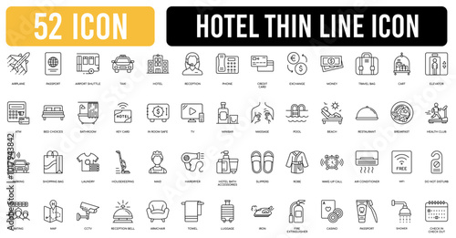 Hotel icon thin line set