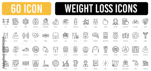 Weight loss icon vector set