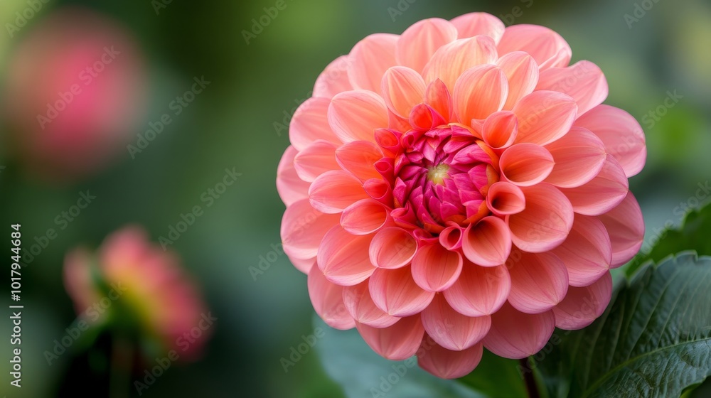 A beautifully captured close-up of a vivid dahlia flower showcasing its intricate petal patterns and gradient colors against a blurred green backdrop. A beautifully captured close-up of a vivid dahlia flower showcasing its intricate petal patterns and gradient colors against a blurred green backdrop.
