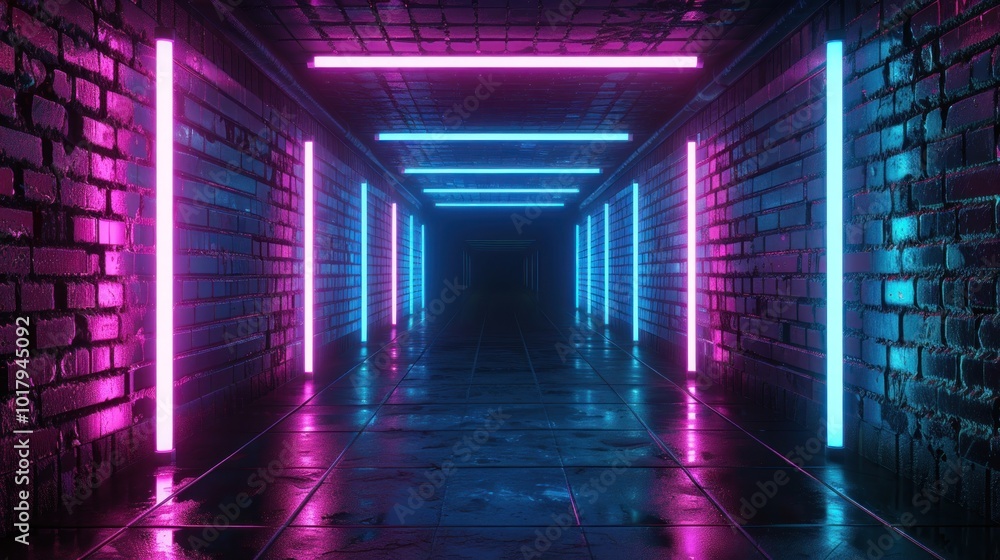 Fototapeta premium Neon Lights Corridor