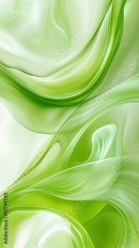 Abstract green wave shapes on a soft background, creating a calming and fresh visual effect.