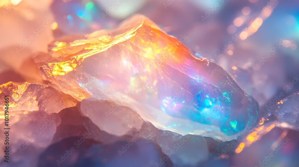 opal gemstone with pastel blues pinks and greens, full frame close up, Generative AI opal gemstone with pastel blues pinks and greens, full frame close up, Generative AI