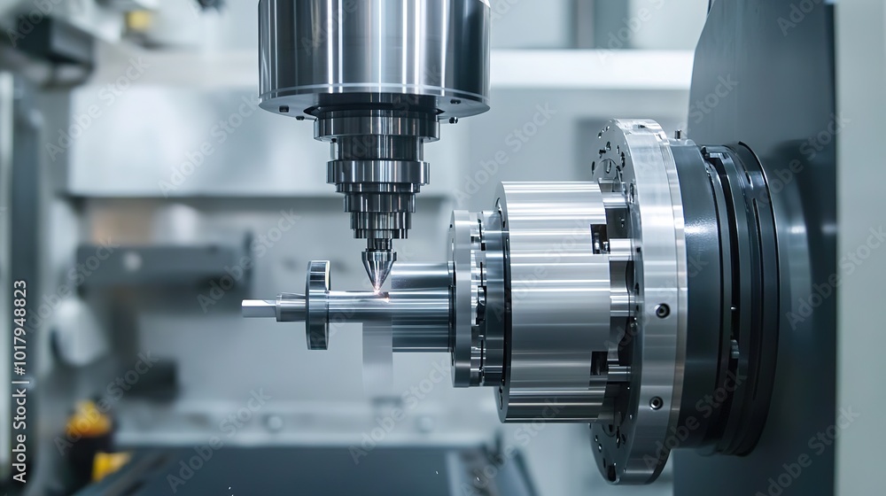 Precision metalworking process taking place in a modern workshop with sparks and shavings created milling machine Precision metalworking process taking place in a modern workshop with sparks and shavings created milling machine