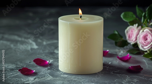 candle and rose petals