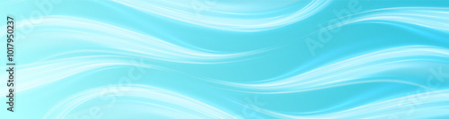 Wide blue wavy background. Air or liquid flow. Fresh aroma. Cosmetic and healt care.
