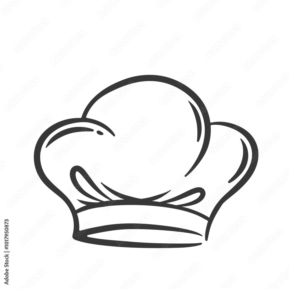 Chef hat icon, contour catering service symbol. Funny toque for head of professional chef or baker. Restaurant, bakery and cooking recipe mascot, hand drawn cookers cap icon vector illustration Chef hat icon, contour catering service symbol. Funny toque for head of professional chef or baker. Restaurant, bakery and cooking recipe mascot, hand drawn cookers cap icon vector illustration