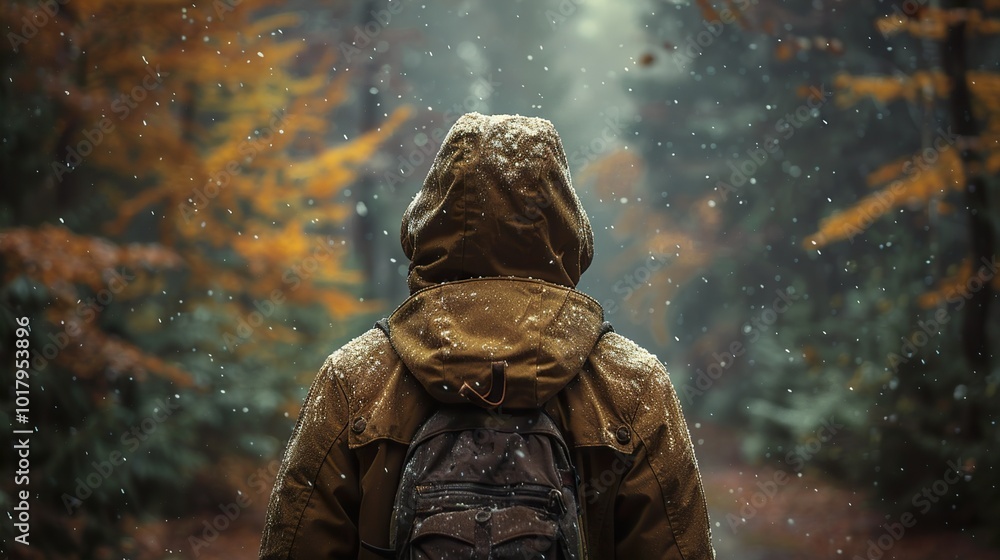 Person Walking Through a Snowy Forest Person Walking Through a Snowy Forest