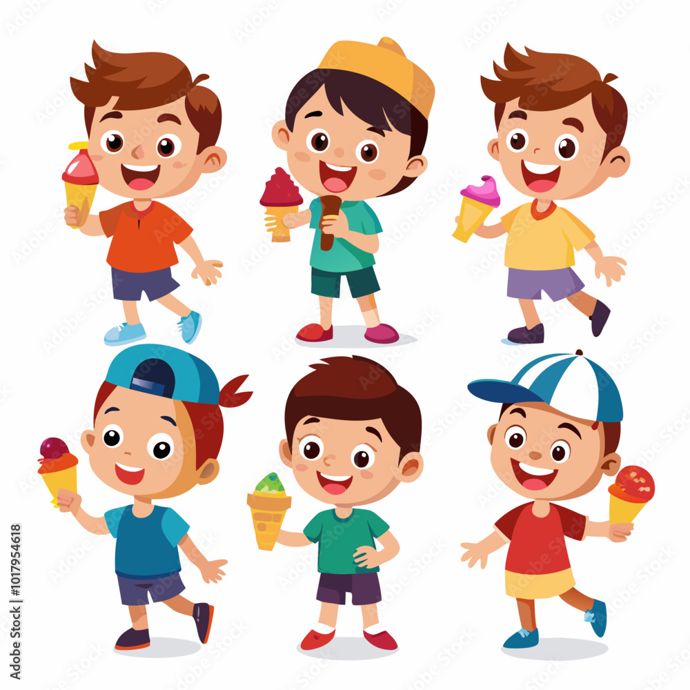 3D Kid Eating Ice Cream Icon on White Background - Fun Childhood Treat in EPS Format 3D Kid Eating Ice Cream Icon on White Background - Fun Childhood Treat in EPS Format