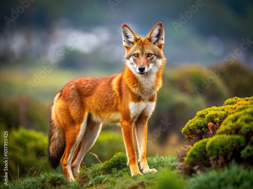 Wallpaper Mural Majestic Ethiopian Wolf in Natural Habitat Showcasing Unique Features and Endangered Status in Africa Torontodigital.ca