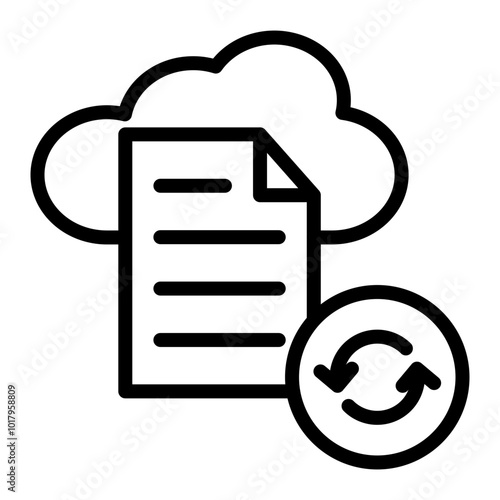 File Sync and Share Vector Line Icon Design