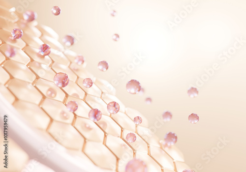 3D Collagen Skin Serum and Vitamin illustration isolated on soft color background. concept skin care cosmetics solution. 3d rendering.	