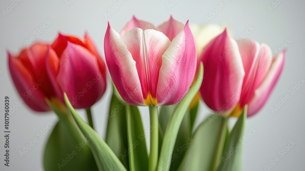 Naklejka premium Stunning Tulip Bouquet Vibrant Colorful Blossoms for Every Occasion