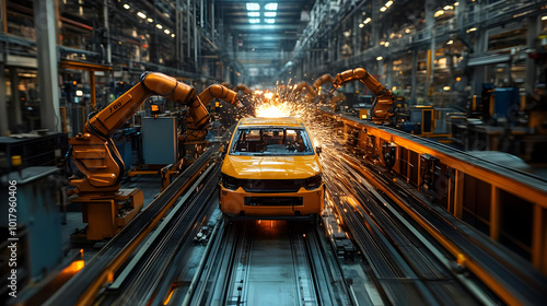 A robotic assembly line in an automotive manufacturing facility.